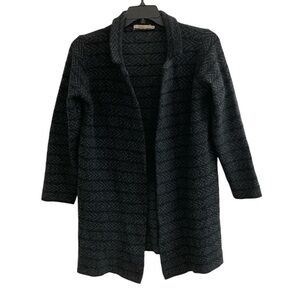 Chiaramente Wool Blend Open Front Long Cardigan Sweater Size M Italy Retro 80's